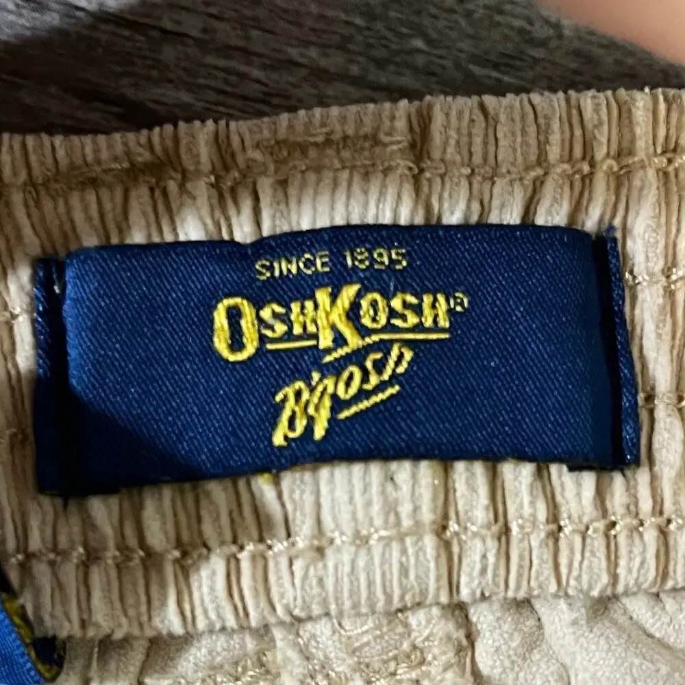 OshKosh B'Gosh Girls Vintage Tan Floral Corduroy Flared Pants Size 2T